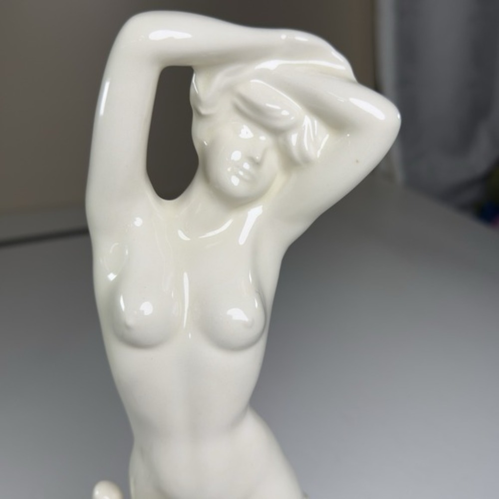 Modernist  Nude Woman's On‎ Hands Ceramic Sculpture